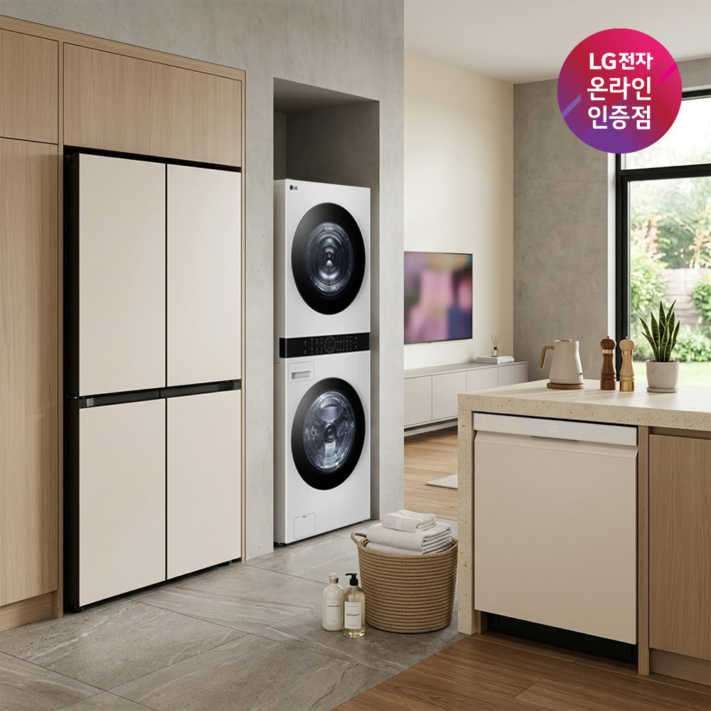 LG 디오스 냉장고 + LG 트롬 워시타워 + LG 디오스 식기세척기 (T876MEE111 + W2421WAMR + DUE6BGL1E) - 상품 이미지