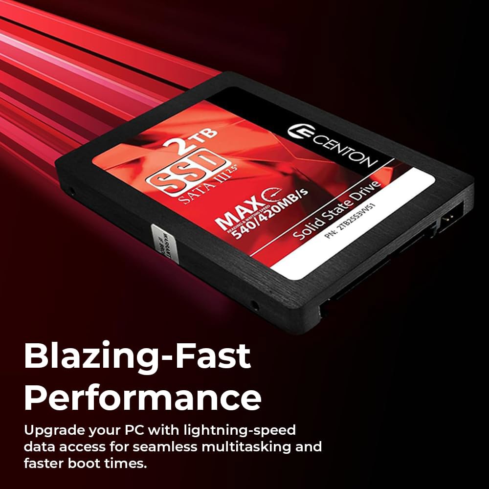 Centon 960GB SSD 내장 솔리드 스테이트 드라이브, SATA III 6Gb /s 2.5 u201D, 3D NAND TLC, 최대 490MB /s, 더 빠른 시작, 앱, - 상세 이미지 3