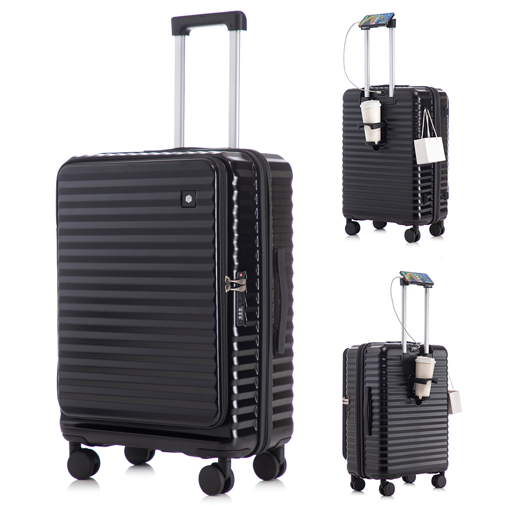 158-Tanit 100%PC 전면오픈 여행용 캐리어 확장형 50.8cm(20인치), 블랙 - 상세 이미지 2