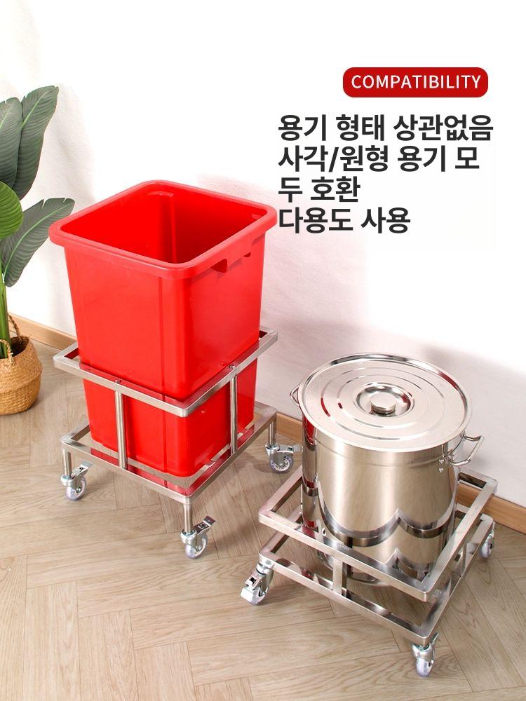 국통 카트 스테인레스 잔반수거 트롤리 받침대 바퀴 이동식 급식소 음식물처리 - 상세 이미지 3