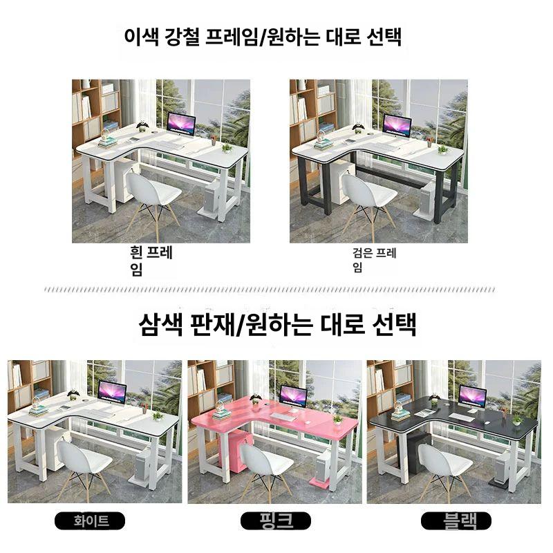 서재 책상 ㄱ자형 사무실 l자 코너 학생 화이트 컴퓨터 사무용 공부방 좌측 - 상세 이미지 3