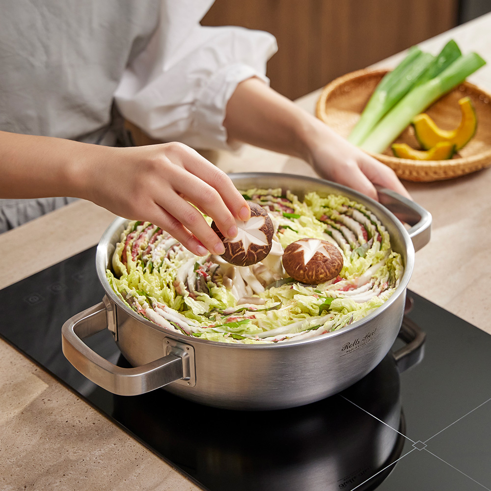 롤스보일 316Ti 통5중 스텐냄비 양수냄비 파티웍 찜기 24cm - 상세 이미지 4