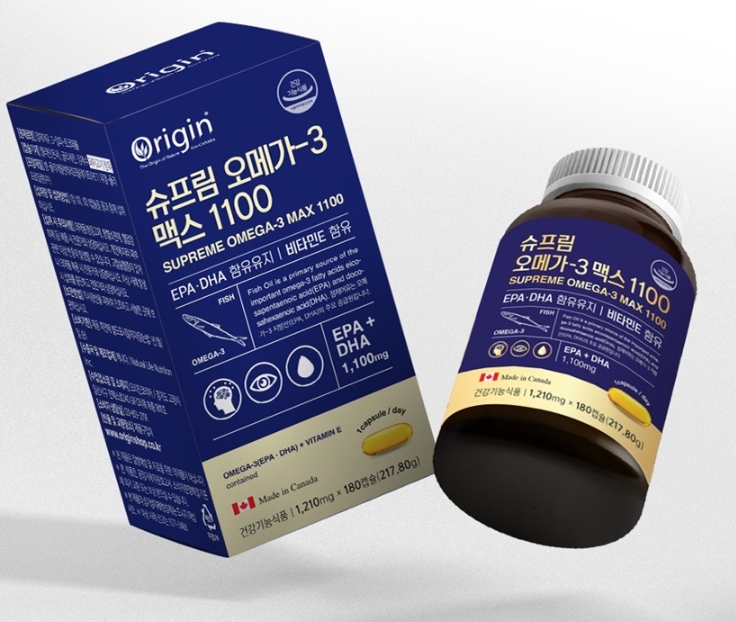 캐나다 오리진 슈프림 오메가3 맥스 1100 비타민E DHA EPA 180캡슐 - 상품 이미지