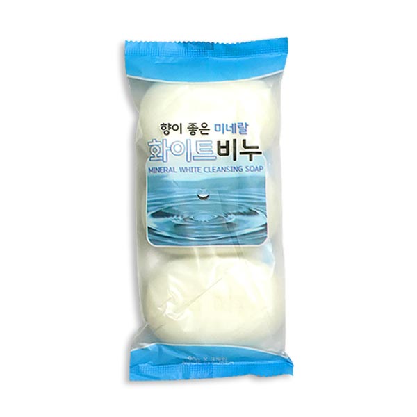 화이트 비누 3입 목욕 용품 사우나 비품 때비누 샤워때 천연비누 - 상품 이미지