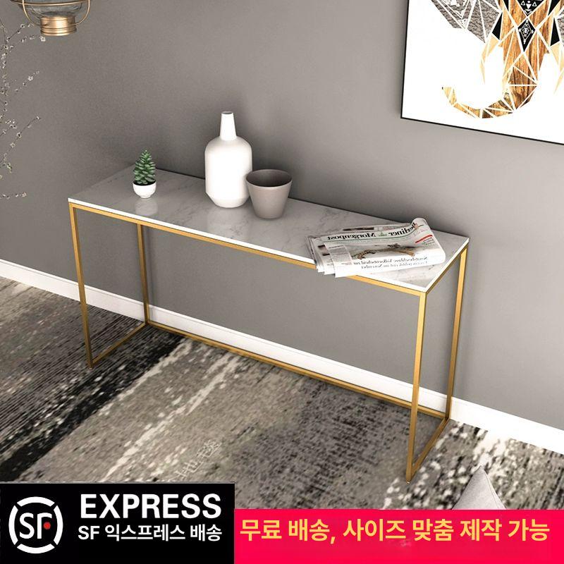 현관 콘솔테이블 대리석 좁은 거실 복도 침실용 고급 아트 스틸 실버 인테리어 - 상세 이미지 2