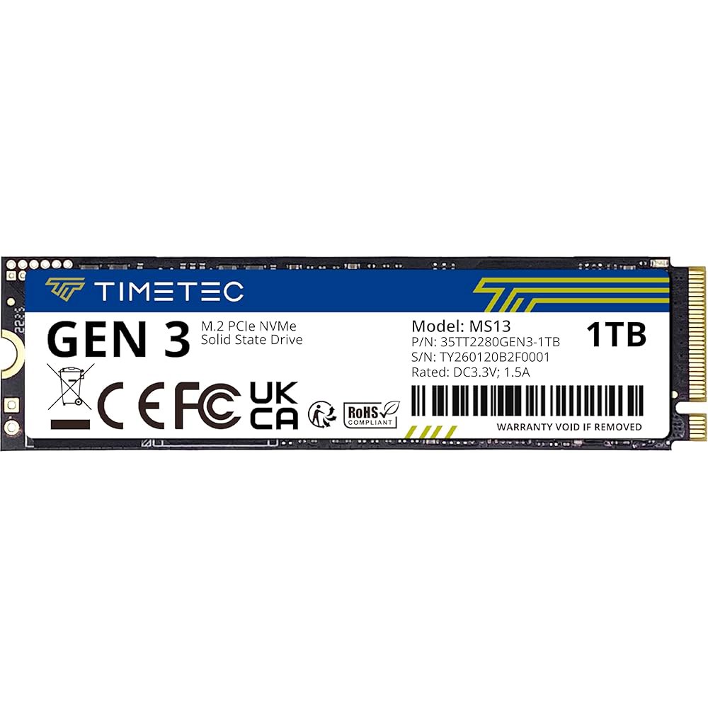 타임텍 1TB SSD NVMe PCIe Gen3x4 8Gb /s M.2 2280 3D NAND 고성능 SLC 캐시 읽기/쓰기 속도 최대 2,000 /1,600 MB PC 노트북 - 상품 이미지