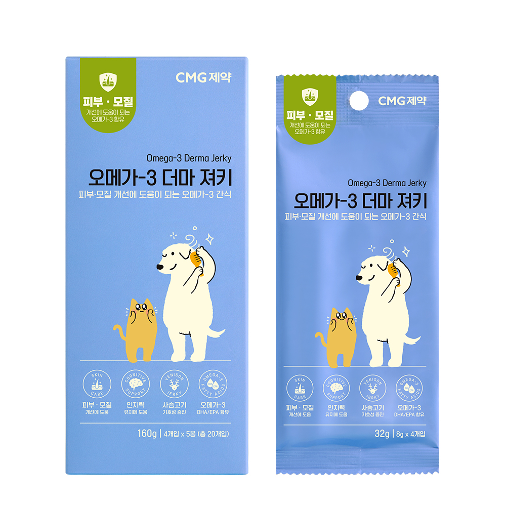CMG제약 차바이오 차오르 오메가3 사슴고기 강아지 고양이 육포 져키 20개, 1개 - 상품 이미지