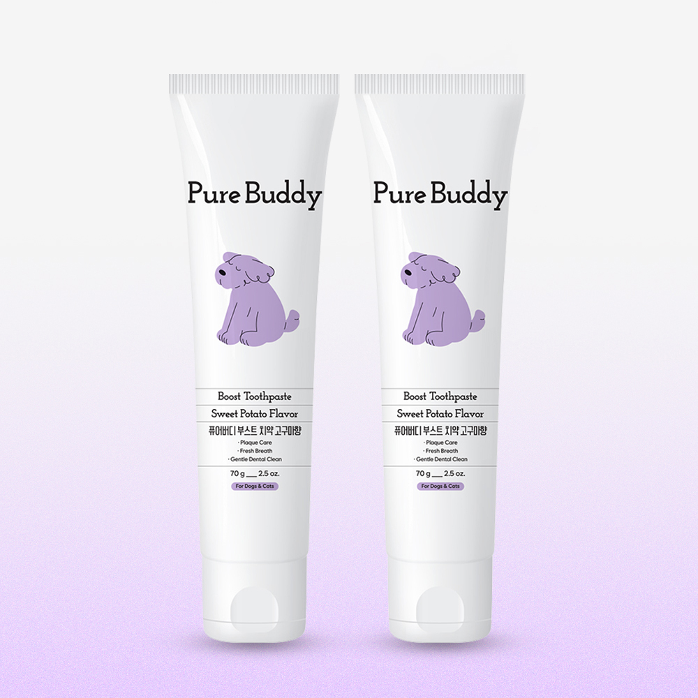 [고양이의 날] 퓨어버디 강아지 고양이 부스트 구강관리 치석제거 치약 70g, 2개, 고구마향 - 상품 이미지