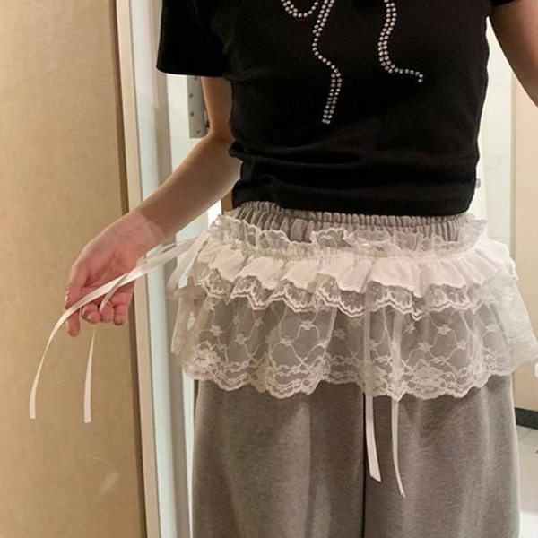 레이어드 여성 레이스 랩 스커트 러플 여성 프릴 치마 데일리 - 상품 이미지