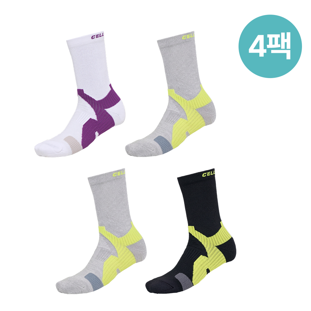 셀버린 스포츠양말 4켤레 여성 러닝 등산 두꺼운 장목 중목 국산 양말 - 상품 이미지