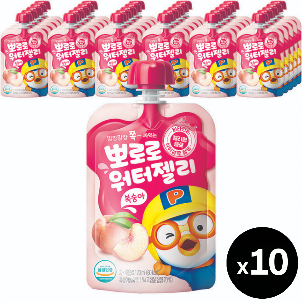 팔도 뽀로로 워터젤리 복숭아, 120ml, 10개 - 상품 이미지