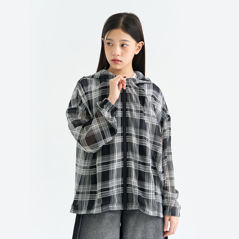 더데이걸 쿨 체크 후드 집업 TGBW26S02 - 상세 이미지 3