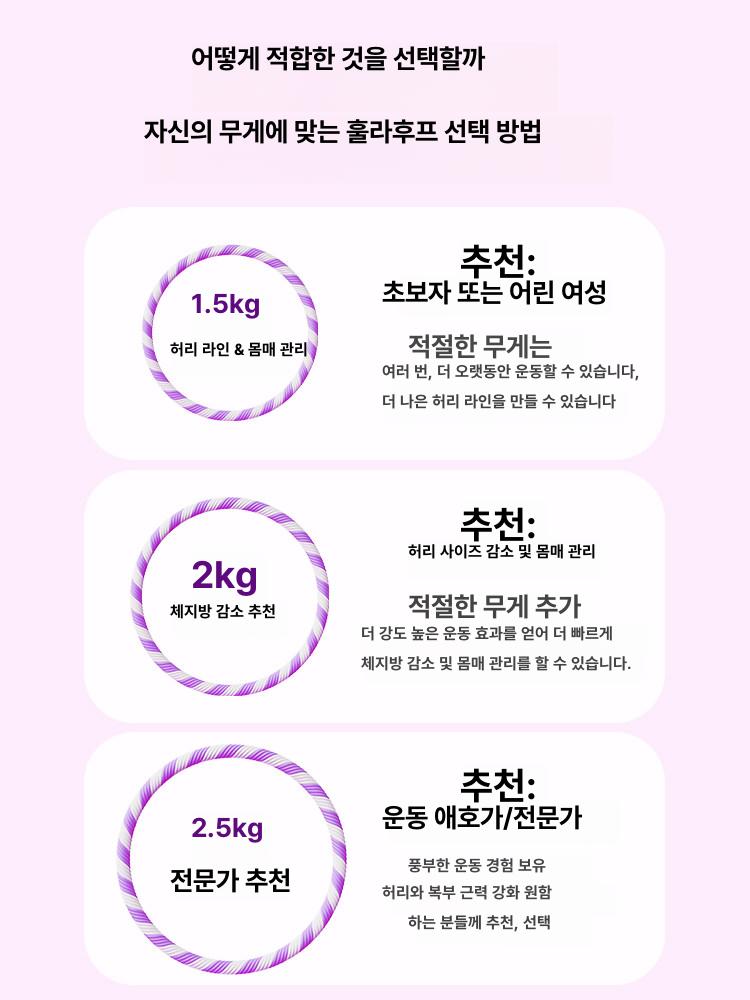 두꺼운 훌라후프 다이어트 중급 실내 복부 유산소 지압 근력 홈트 - 상세 이미지 5