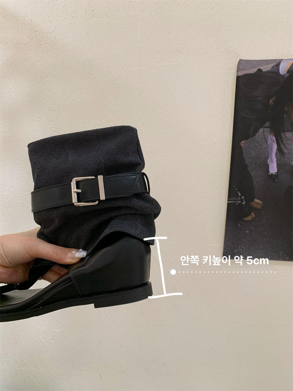 린넨쪼리부츠 숏 마부츠 조리 부추 여름 올리브 - 상세 이미지 2