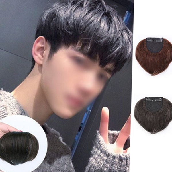 인모 남성 부분 가발 헤어 부분 가발 앞머리 정수리 붙임머리 - 상품 이미지