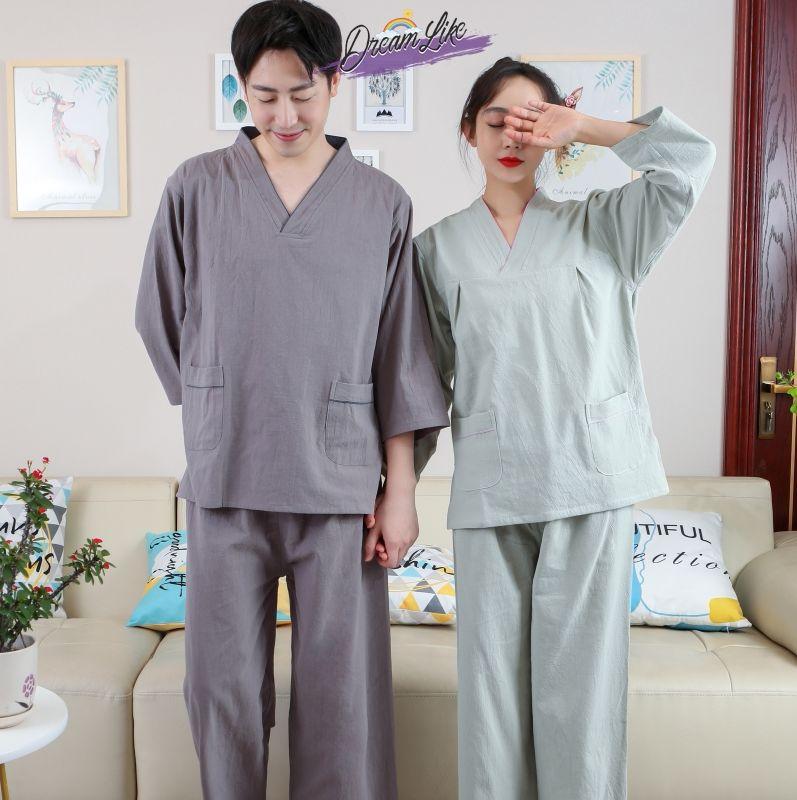 긴팔 황토 찜질복 마사지 건식 순면 사우나복 찜질방 - 상품 이미지