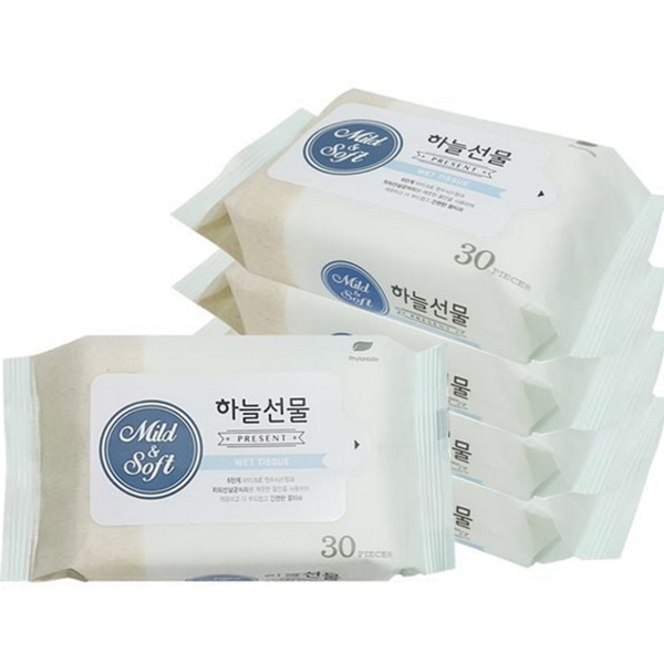 여행용 휴대용 물티슈 유아 어린이 휴대용 물티슈 30매 5팩 - 상품 이미지
