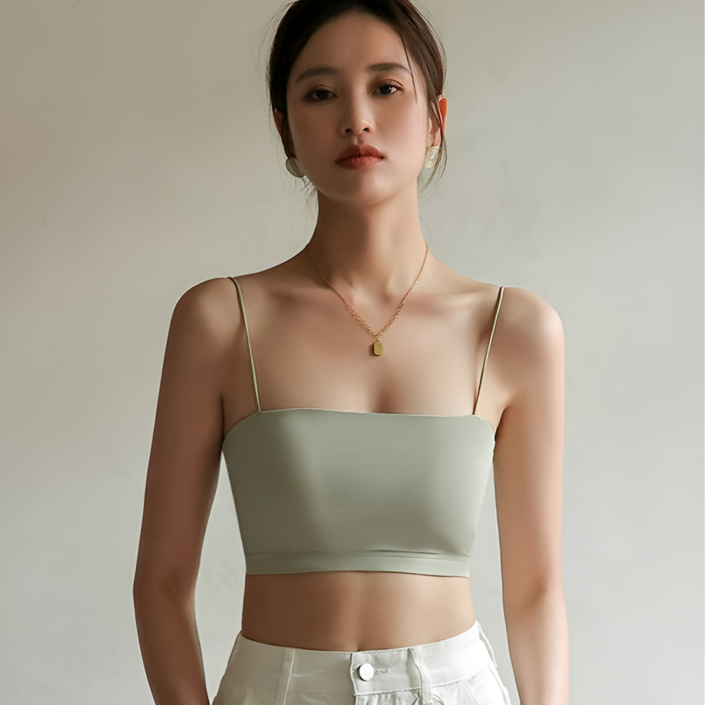 얇은끈브라 모달 스퀘어 입는 벌어진가슴 쳐진 새가슴 모아주는 일체형 노와이어스포츠브라탑 이미지 4