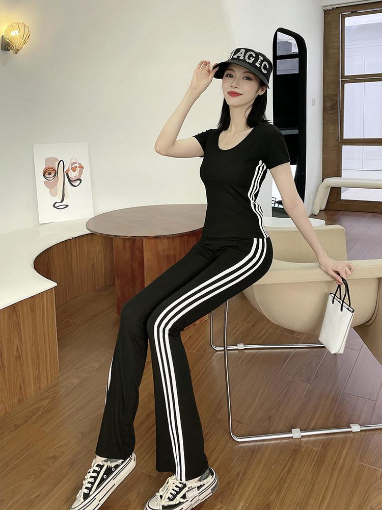 요가 캐주얼 여름 냉장고 부츠컷 트임 모기 트레이닝 나팔 - 상세 이미지 4