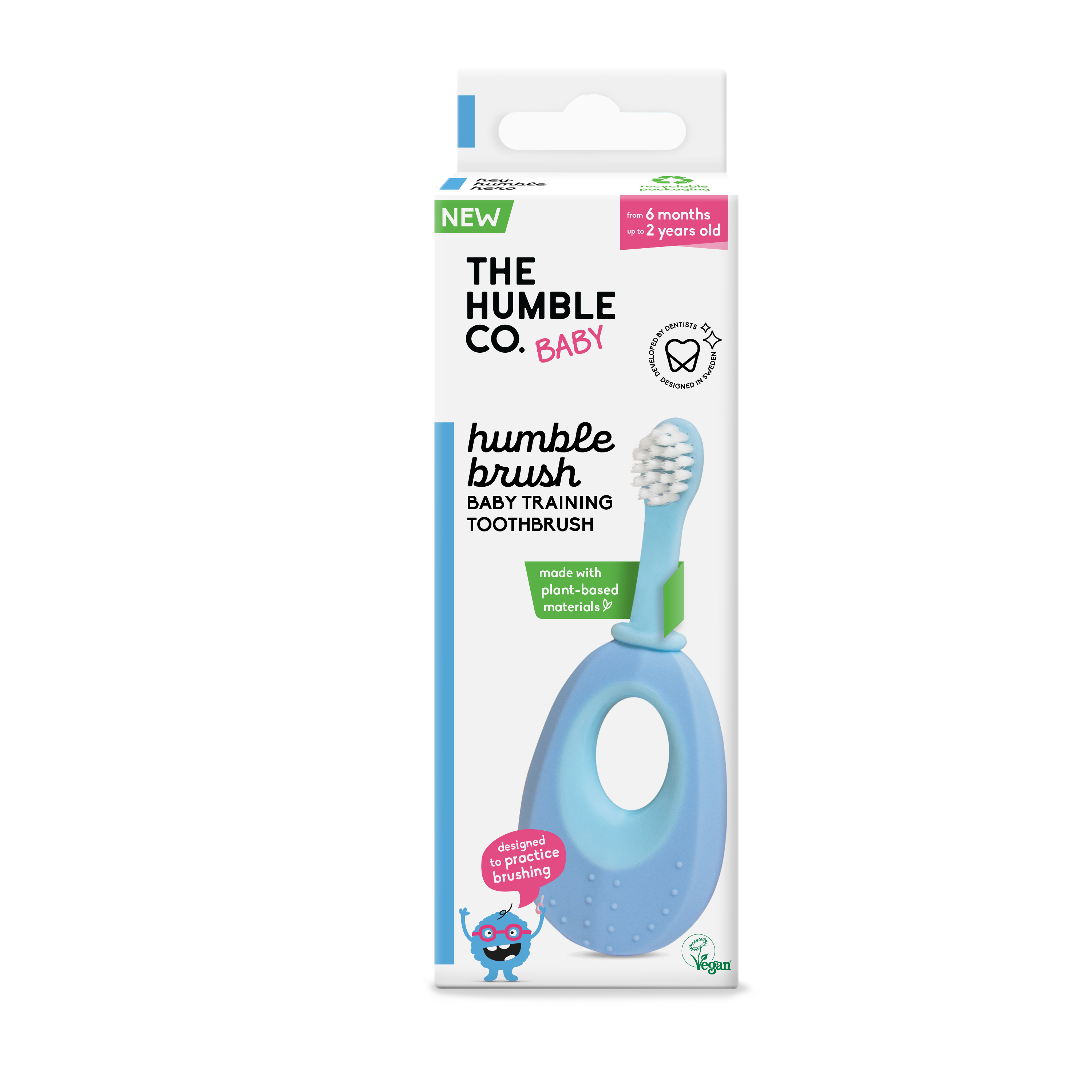 (Vegan, BPA, PFAS프리) 더험블코 험블브러쉬 플랜트베이스드 베이비칫솔 초극세모 블루, 1개입, 1개 - 상품 이미지