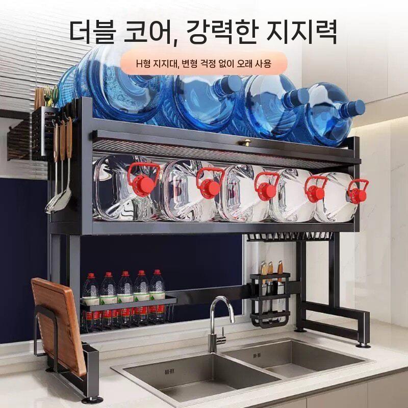 주방식기건조대 싱크대상부 수납선반 건조선반 건 그레이 65cm+먼지 캐비닛 - 상세 이미지 4