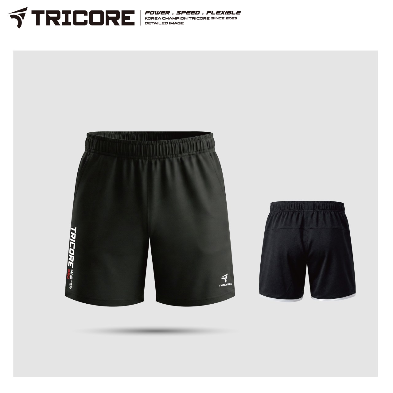 트리코어 배드민턴 반바지 남녀 경기복 트임 숏팬츠 탁구 피클볼 TP4-1/2650 블랙 - 상품 이미지
