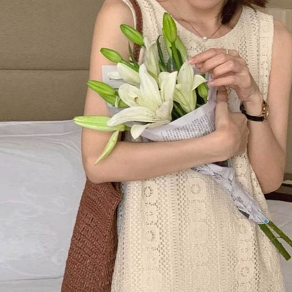 레이스 민소매 원피스 드레스 여성 민소매 원피스 데일리 여름 - 상품 이미지