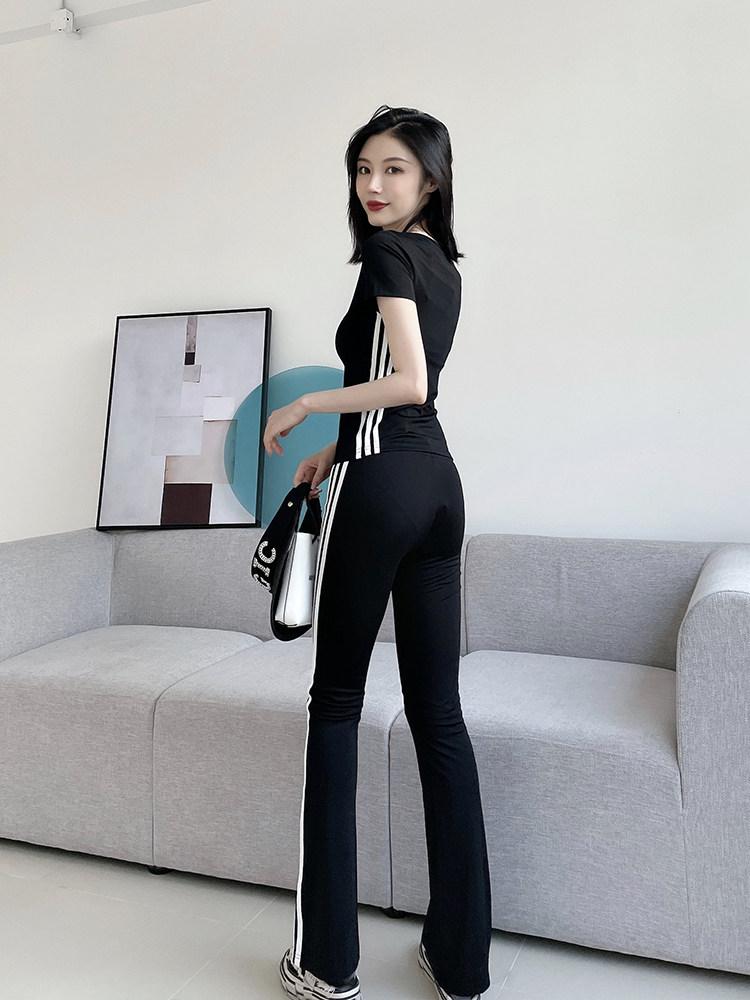 요가 캐주얼 여름 냉장고 부츠컷 트임 모기 트레이닝 나팔 - 상세 이미지 3