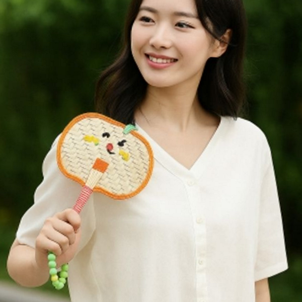 휴대용 야생초 부채 수공예 핸드메이드 부채 여름 대나무 전통 - 상품 이미지