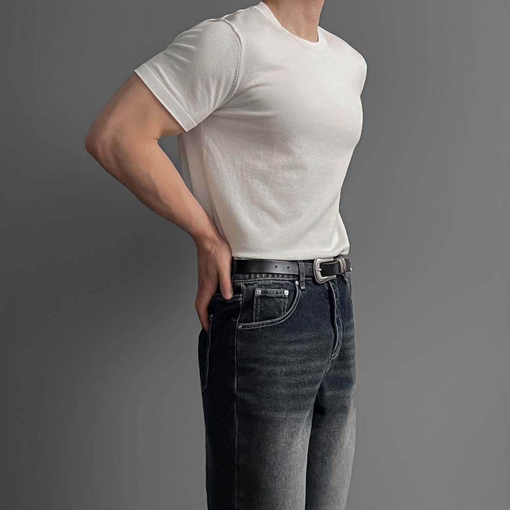 남자반팔니트 머슬핏니트 남성여름스웨터 이미지 4