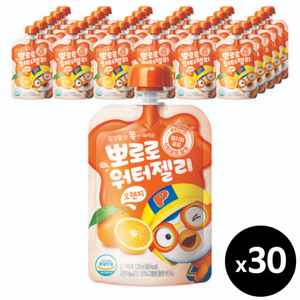 팔도 뽀로로 워터젤리 오렌지, 120ml, 30개 - 상품 이미지