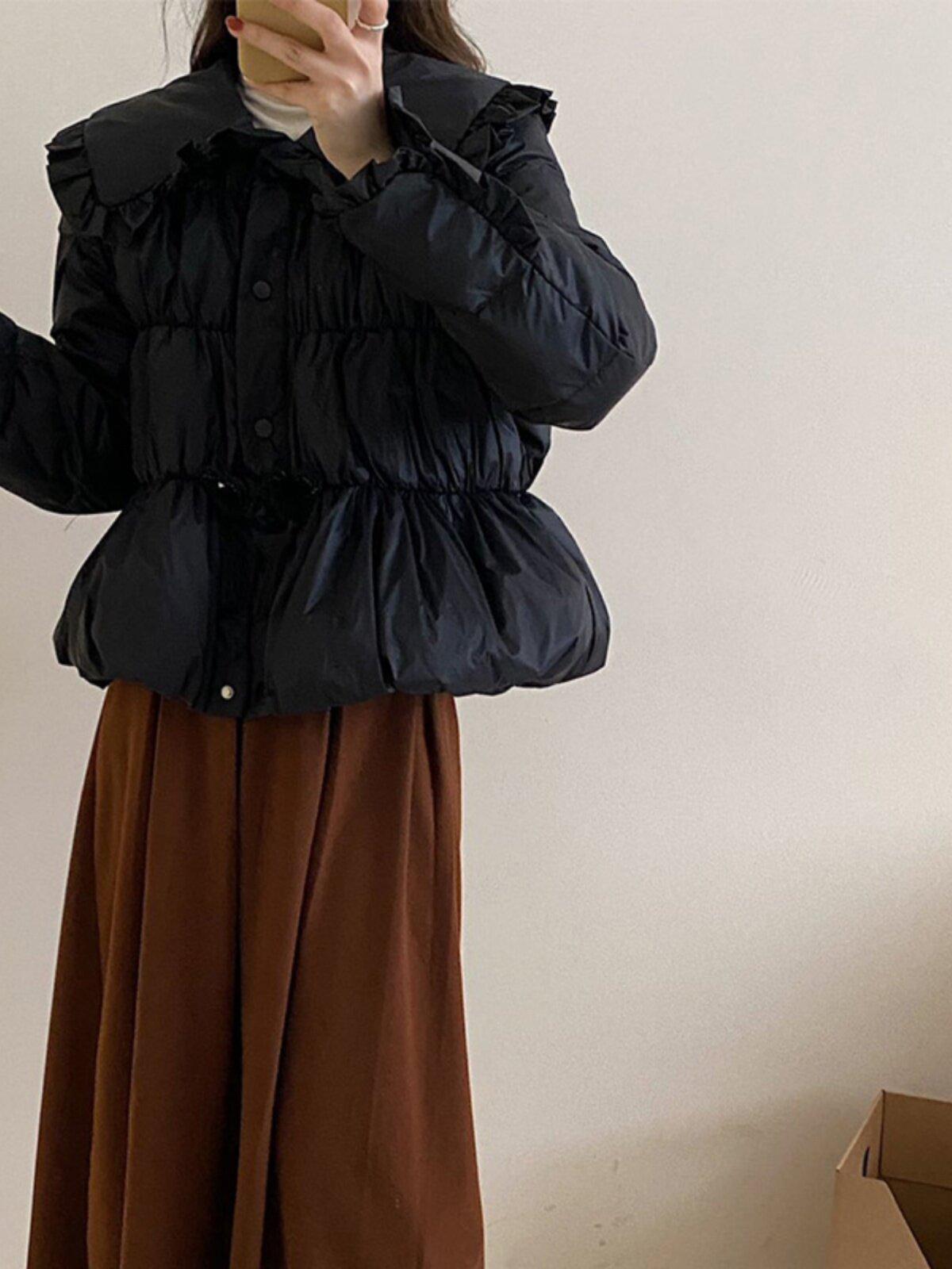 힙하게 깔깔이 패딩 빅카라 자켓 퀼팅점퍼 아우터 - 상품 이미지