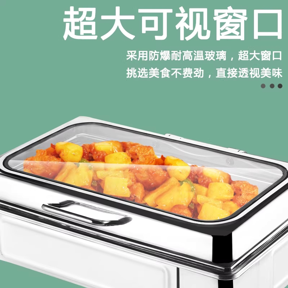 뷔페 음식 워머기 직사각형 뷔페 레스토랑 보온 냄비 1칸 6L - 상세 이미지 3