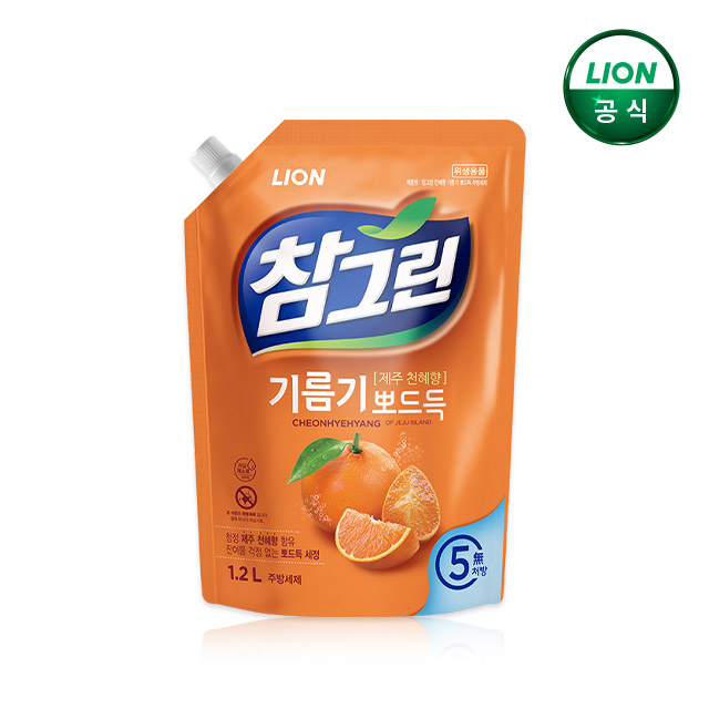 참그린 기름기 뽀드득 천혜향 1.2L 리필 x 1개 / 주방세제 - 상품 이미지