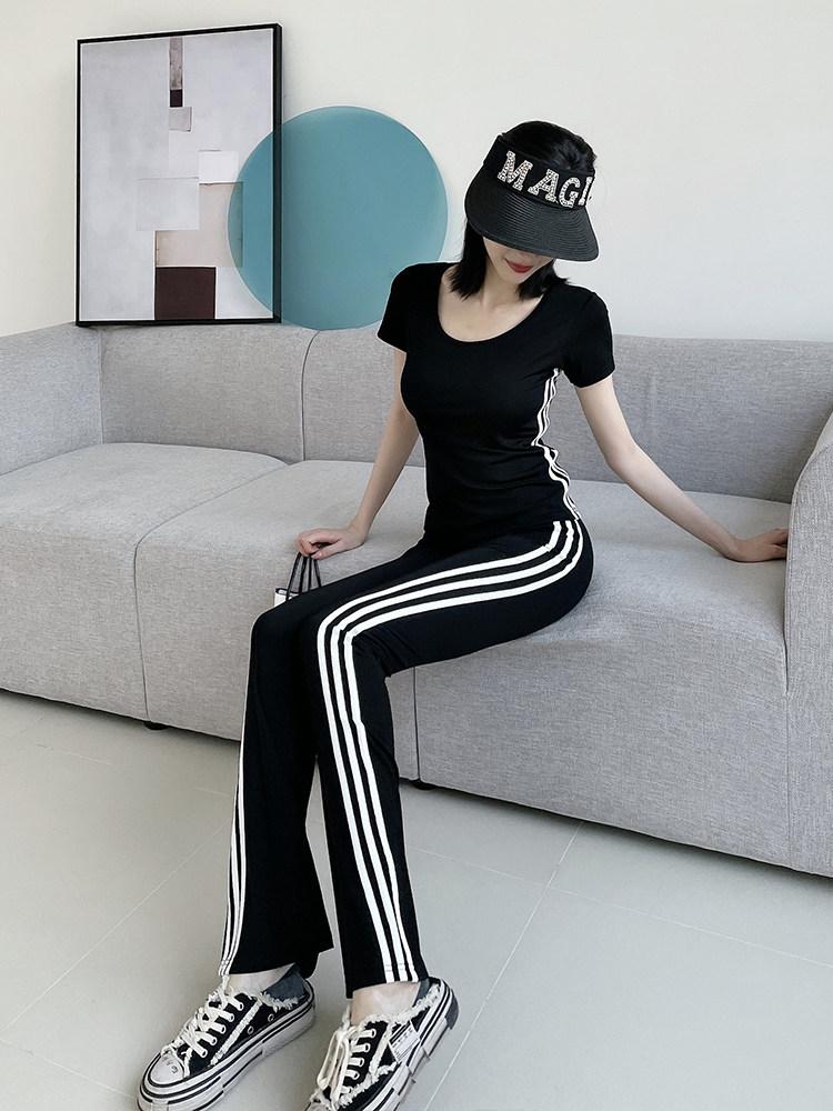 요가 캐주얼 여름 냉장고 부츠컷 트임 모기 트레이닝 나팔 - 상세 이미지 2