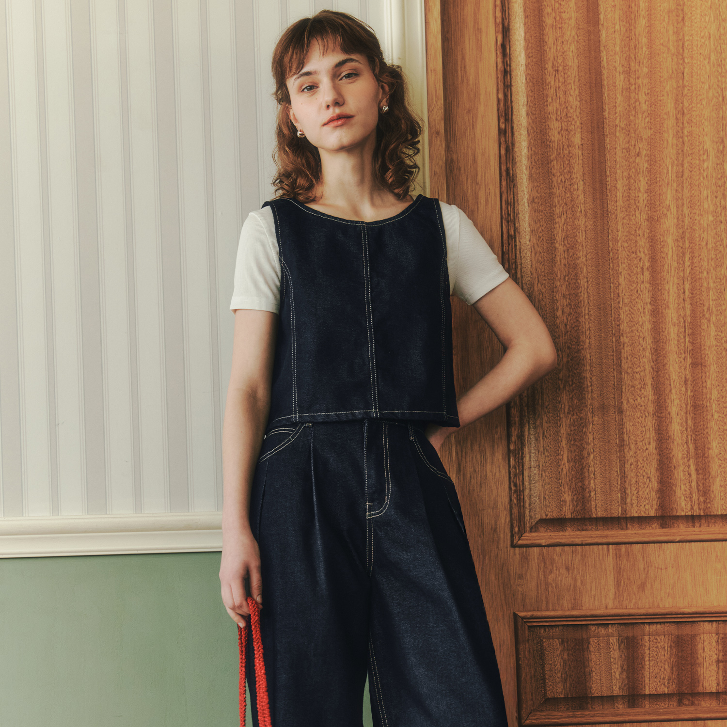 [제로스트릿] 데님 크롭 뷔스티에 DENIM CROP BUSTIER / DEEP INDIGO 이미지 2