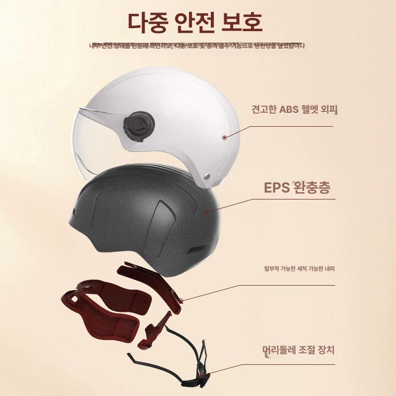 초경량헬멧 가벼운 반모 하프 오토바이 여름헬멧 공용 - 상세 이미지 4
