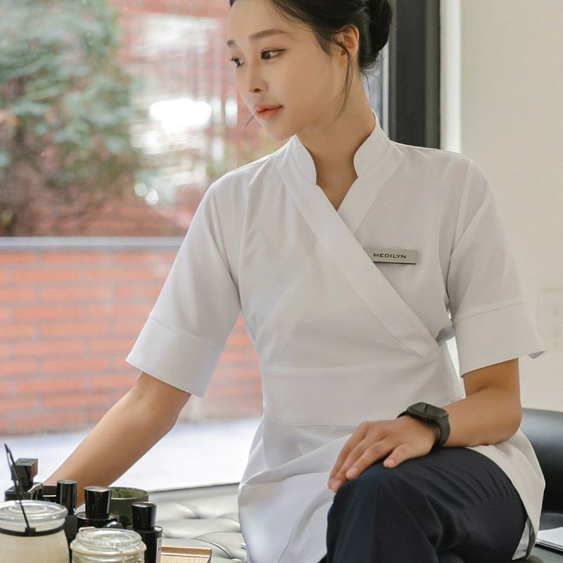 미용 유니폼 에스테틱 단체복 뷰티 마사지 피부관리사 정장 옷 미용사 근무복 식당 - 상세 이미지 5