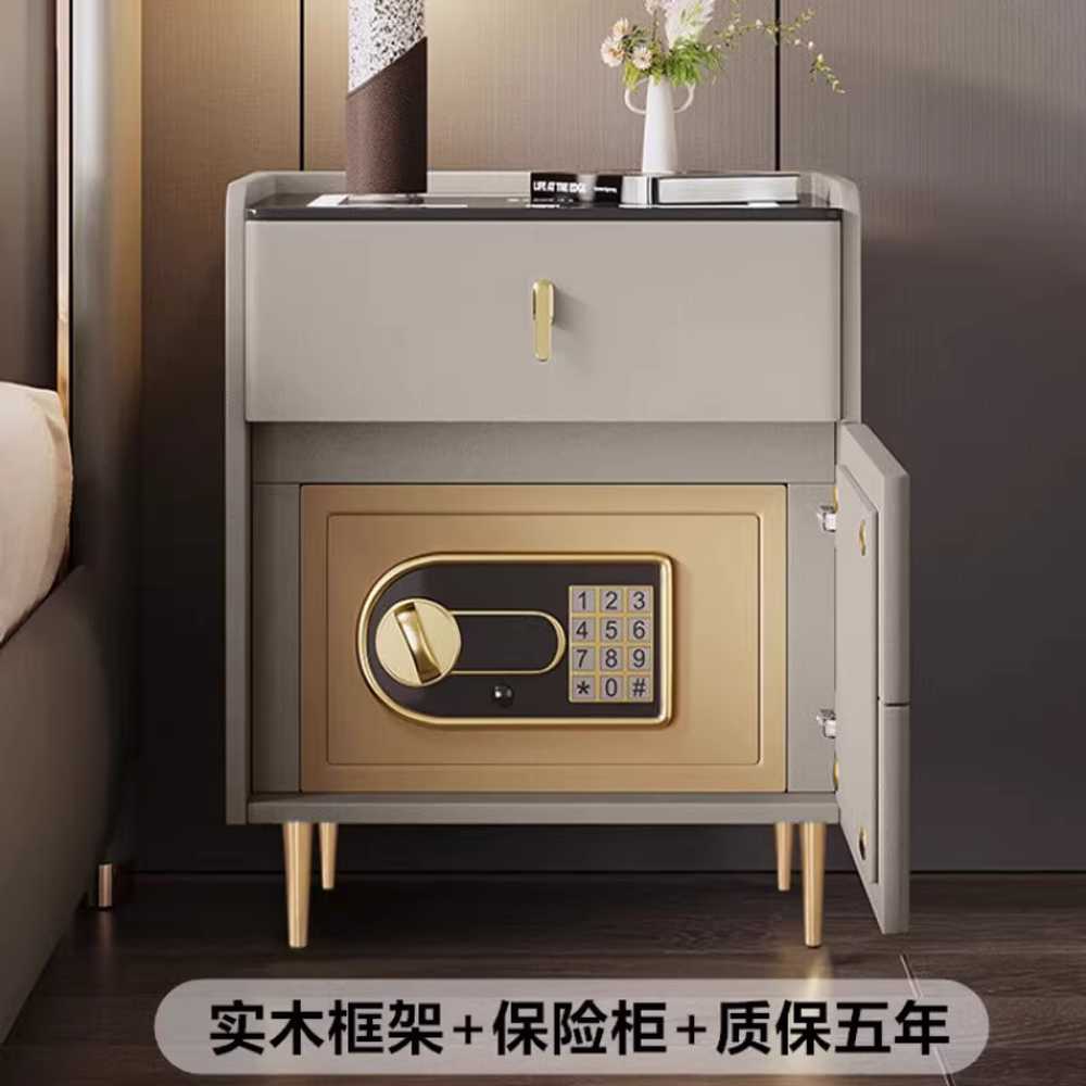 스마트 협탁 금고 목재 가정용 침실 무선 충전 수납장 40x40x60 - 상세 이미지 3