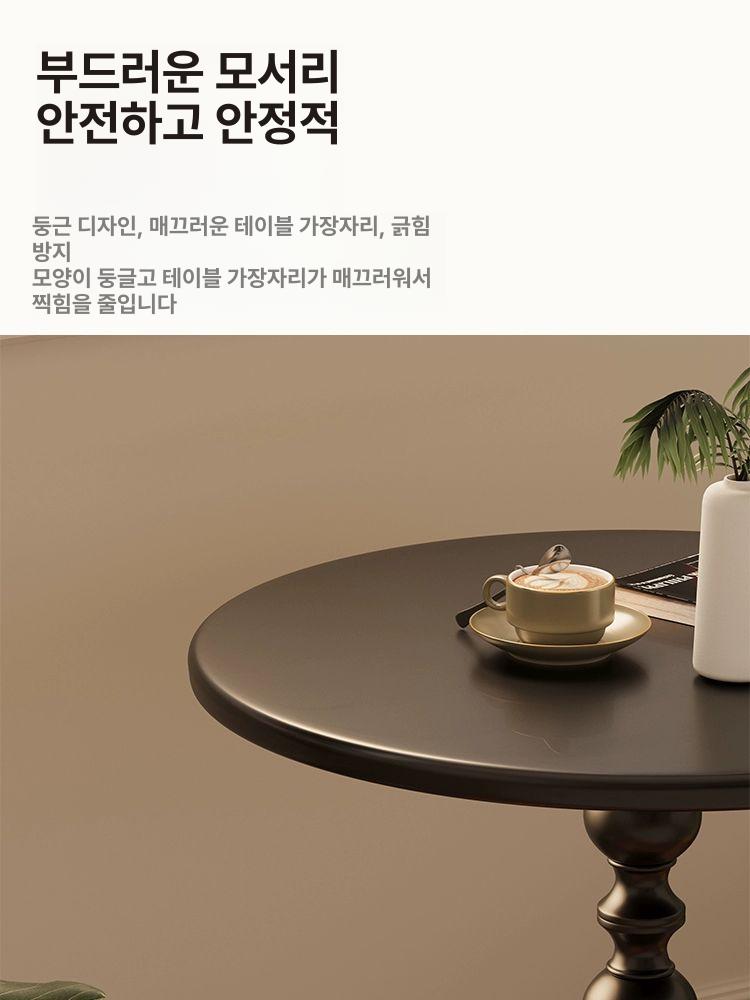 엔틱 원형테이블 미니 탁자 유럽풍 우드 테이블 침대 사이드테이블 쇼트형 사이드 티테이블 - 상세 이미지 2