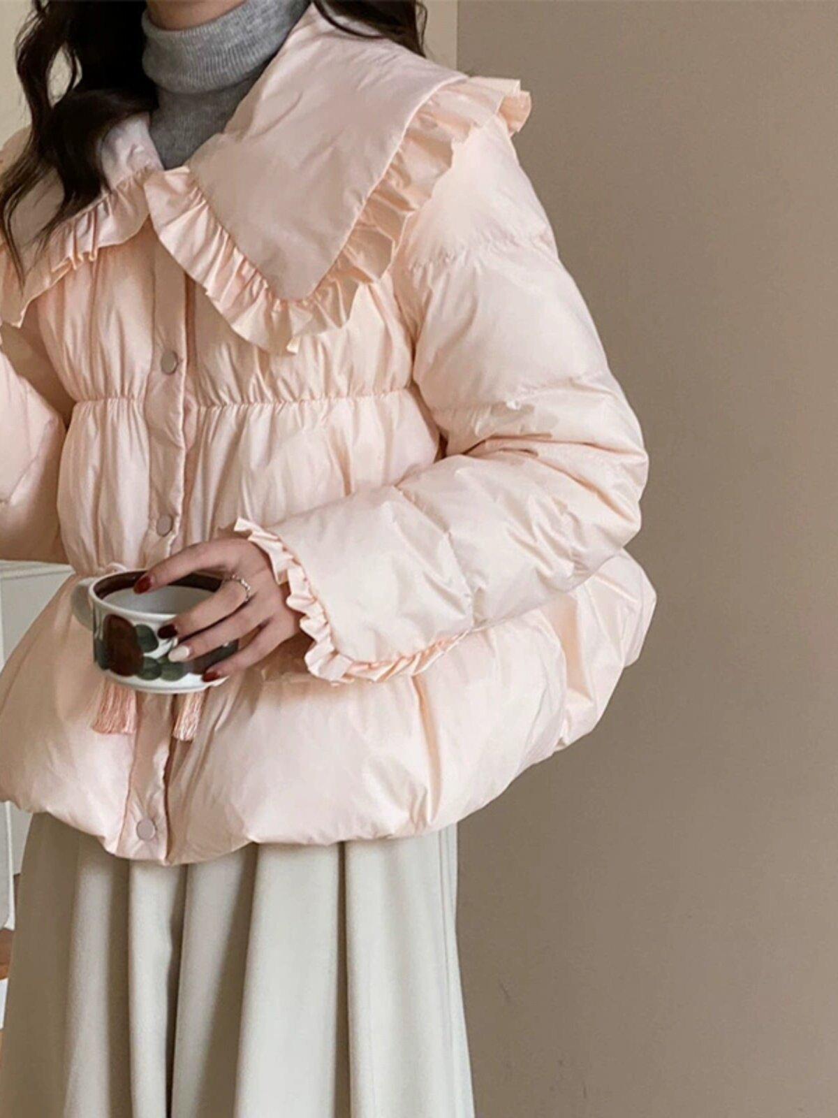 힙하게 깔깔이 패딩 빅카라 자켓 퀼팅점퍼 아우터 - 상세 이미지 3