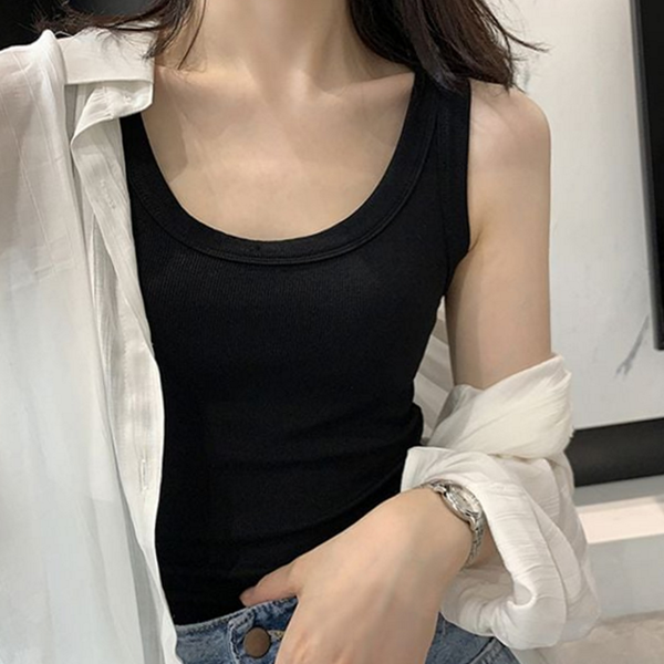 데일리 여성 민소매 이너 여성 나시 골지 티셔츠 - 상품 이미지