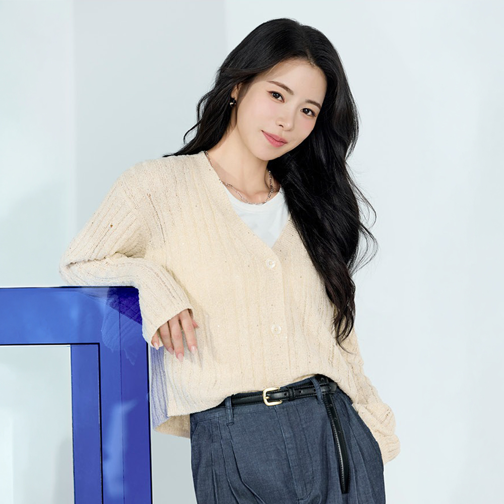 더엣지 26SS 프렌치 린넨혼방 디스트로이드 가디건 - 상품 이미지