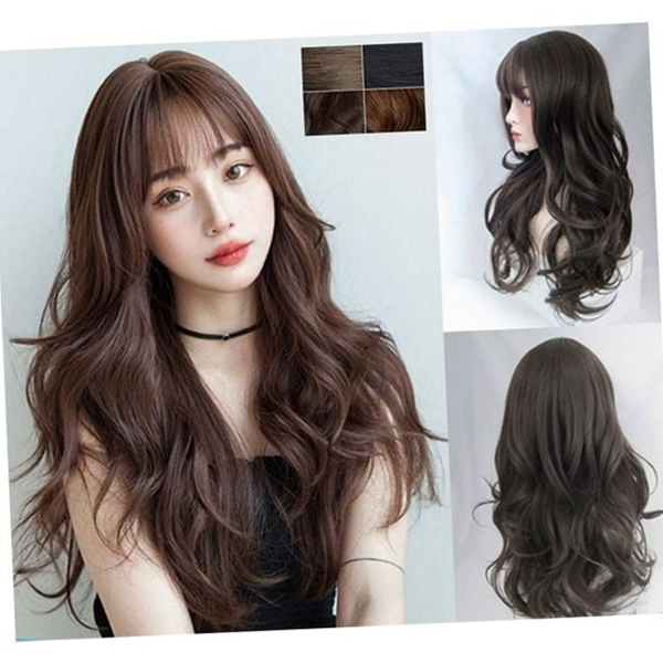 내추럴웨이브 여성 가발 레이어드 통가발 앞머리 웨이브 스타일 헤어 - 상품 이미지