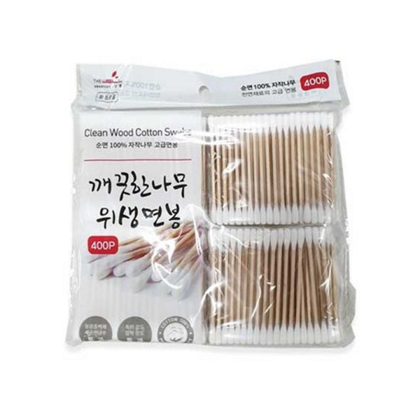 일회용 위생 면봉 대용량 나무 면봉 순면 400개 데일리 - 상품 이미지