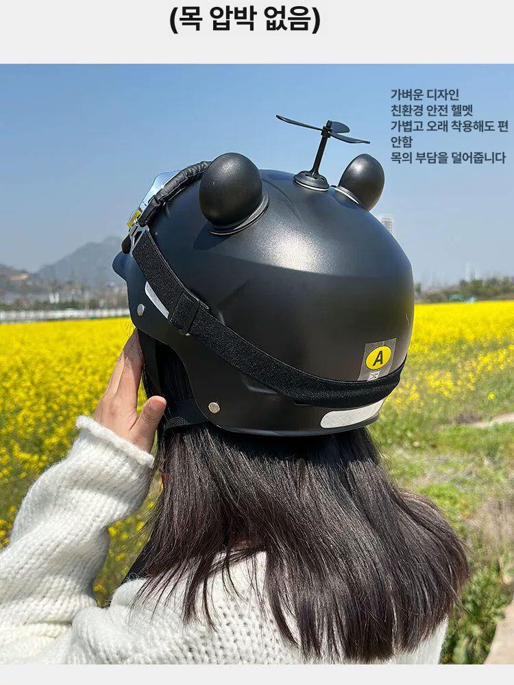 자전거 클래식 반모 하이바 귀여운 헬멧 스쿠터 경량 할리 초경량 벙거지 가벼운 여름 - 상세 이미지 5