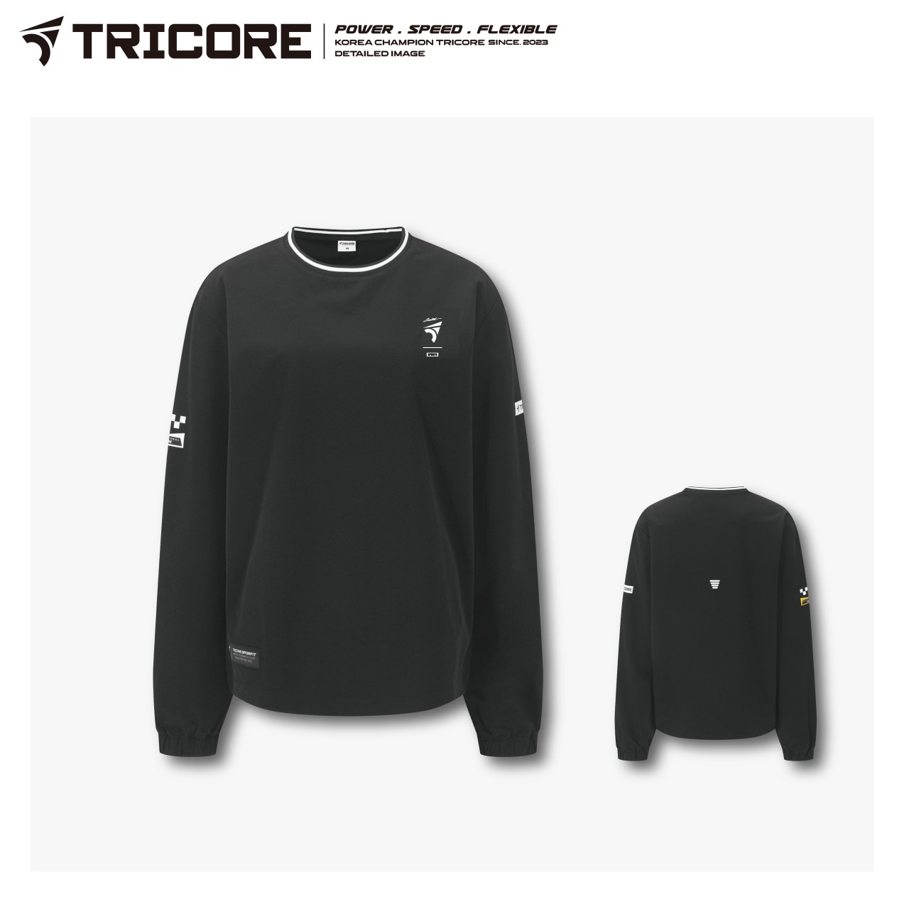 트리코어 아노락 바람막이 자켓 웜업용 배드민턴 운동 남녀공용 TWJ-7/8009 블랙 - 상품 이미지