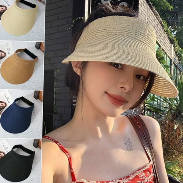 접이식 여성 썬 캡 휴대용 썬 캡 데일리 여름 밀짚 - 상품 이미지