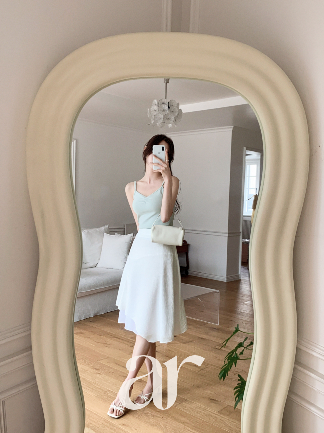 언발 레이어드 뒷밴딩 미디 스커트 sk7663 이미지 6