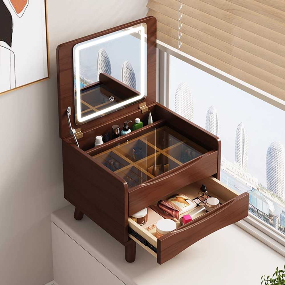 좌식 원목 화장대 미니 자취방 기숙사 메이크업 수납장 48x40 이미지 6